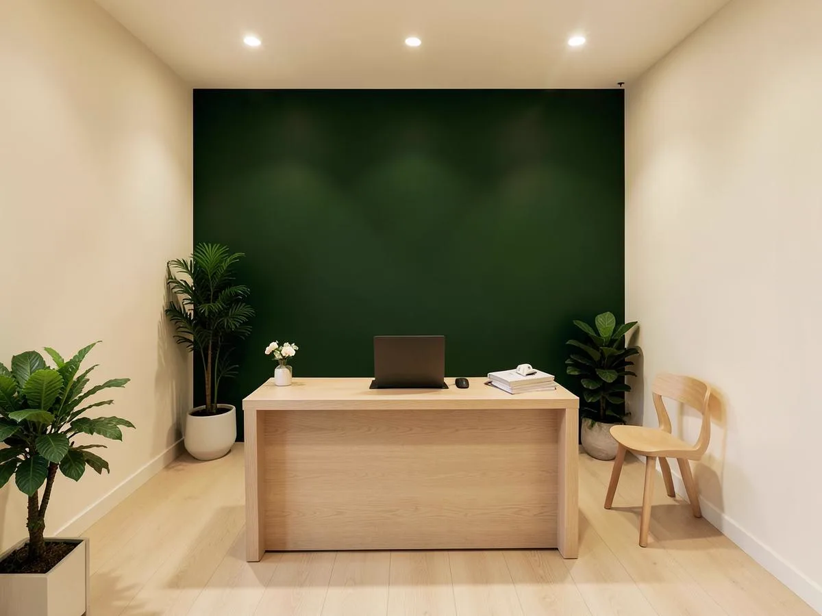 Front office desk and waiting area of the Viva Stretch studio